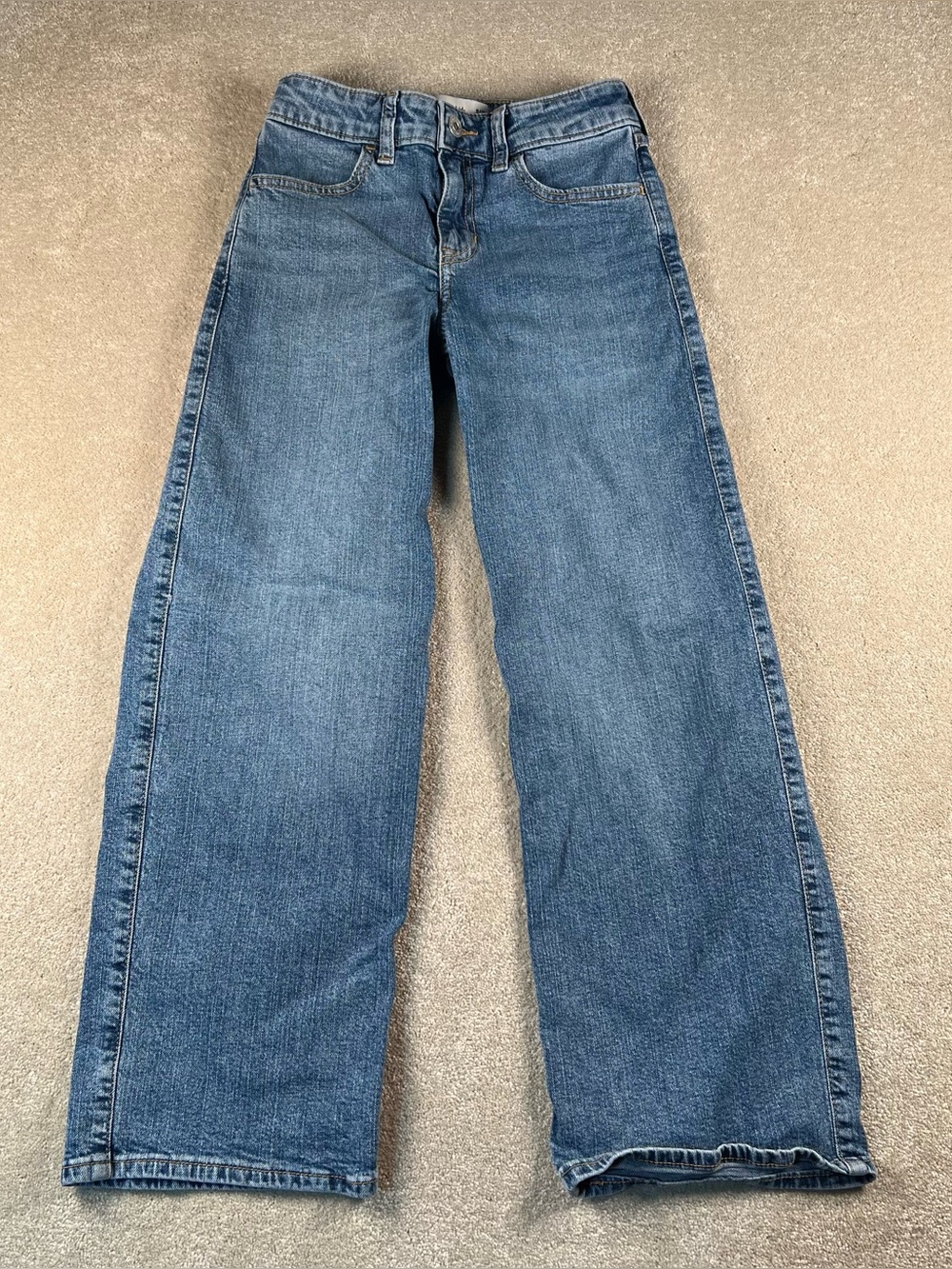 Abercrombie Kids Jeans Blue Denim High Rise Wide Leg Medium Wash Girl's 9/10 Reg